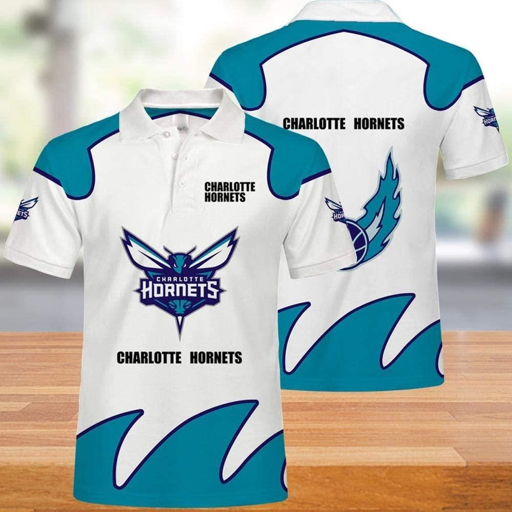 NBA Charlotte Hornets Print Casual Summer 3D Polo Shirt