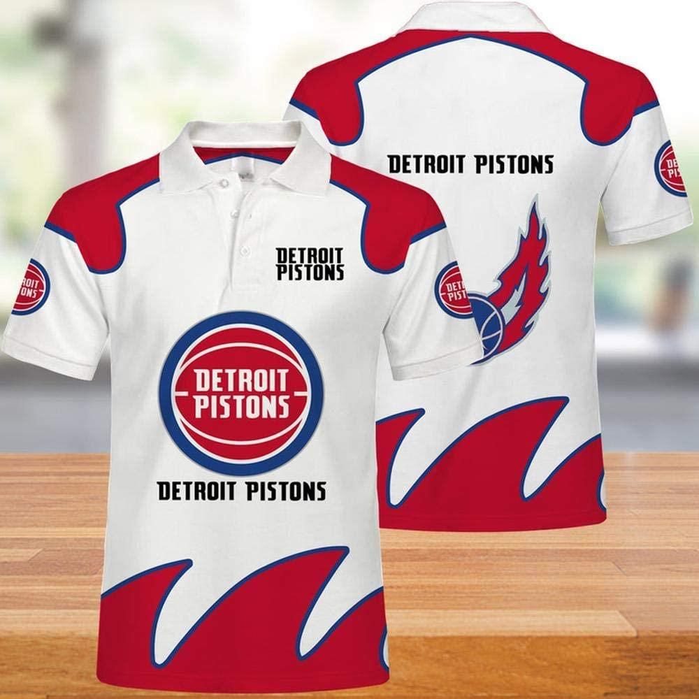 NBA Detroit Pistons Print Casual Summer 3D Polo Shirt