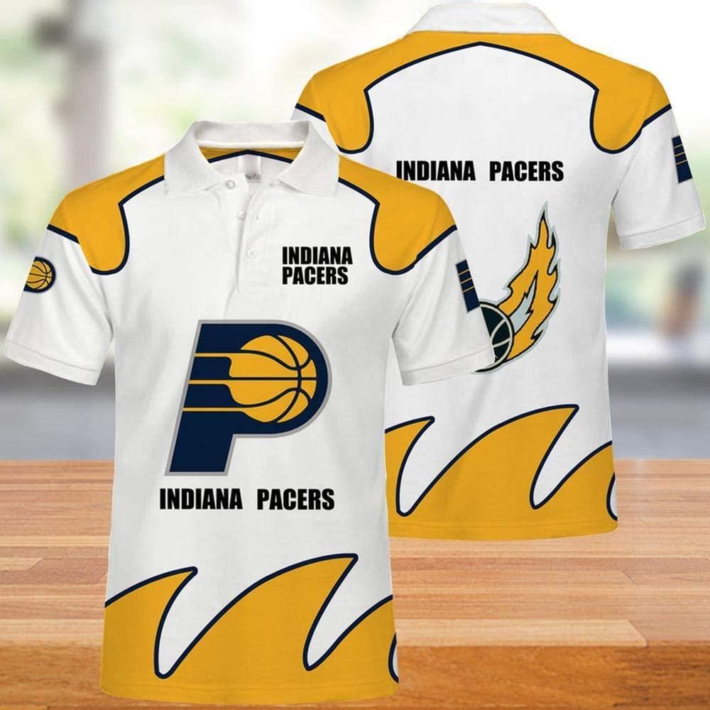 NBA Indiana Pacers Print Casual Summer 3D All Over Print Polo Shirt