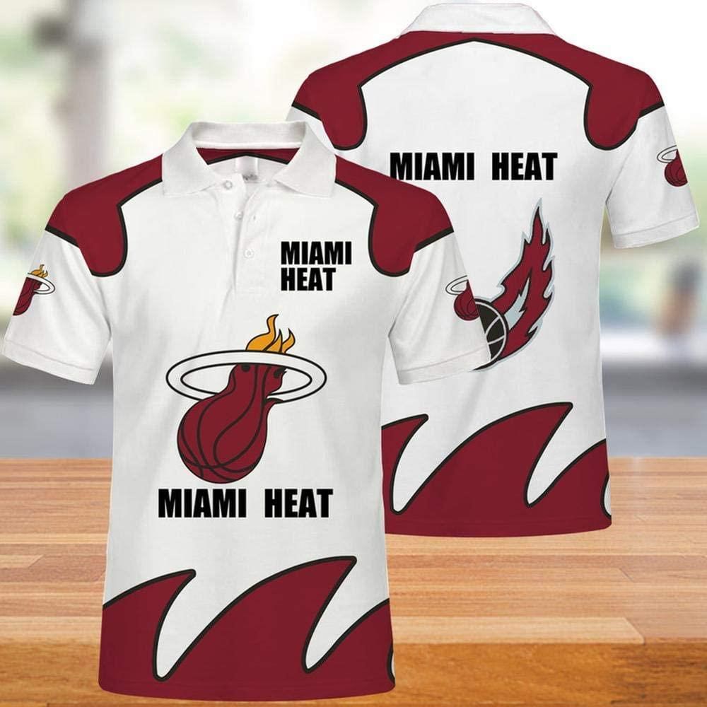 NBA Miami Heat Print Casual Summer 3D All Over Print Polo Shirt