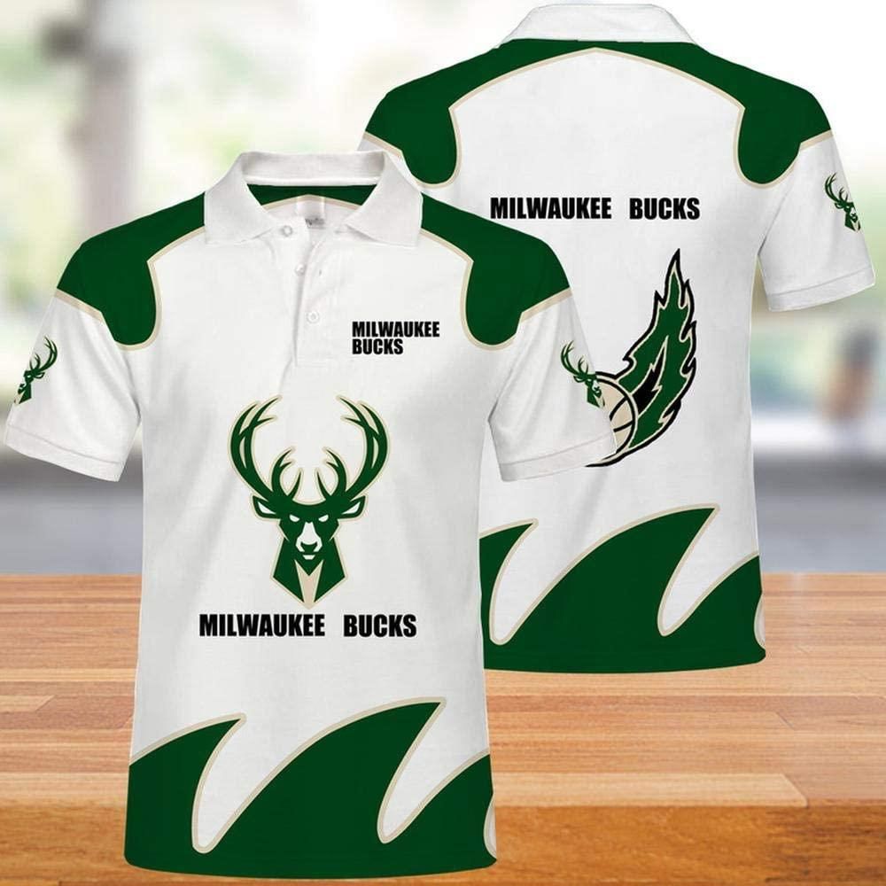 NBA Milwaukee Bucks Print Casual Summer 3D Polo Shirt