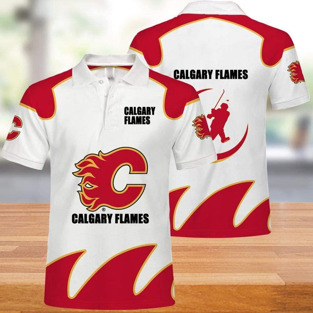 NHL Calgary Flames Print Casual Summer 3D Polo Shirt