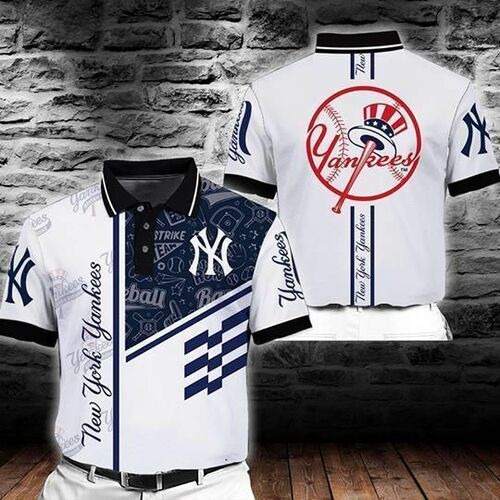 New York Yankees Mlb Yankees Logo 3D All Over Print Polo Shirt