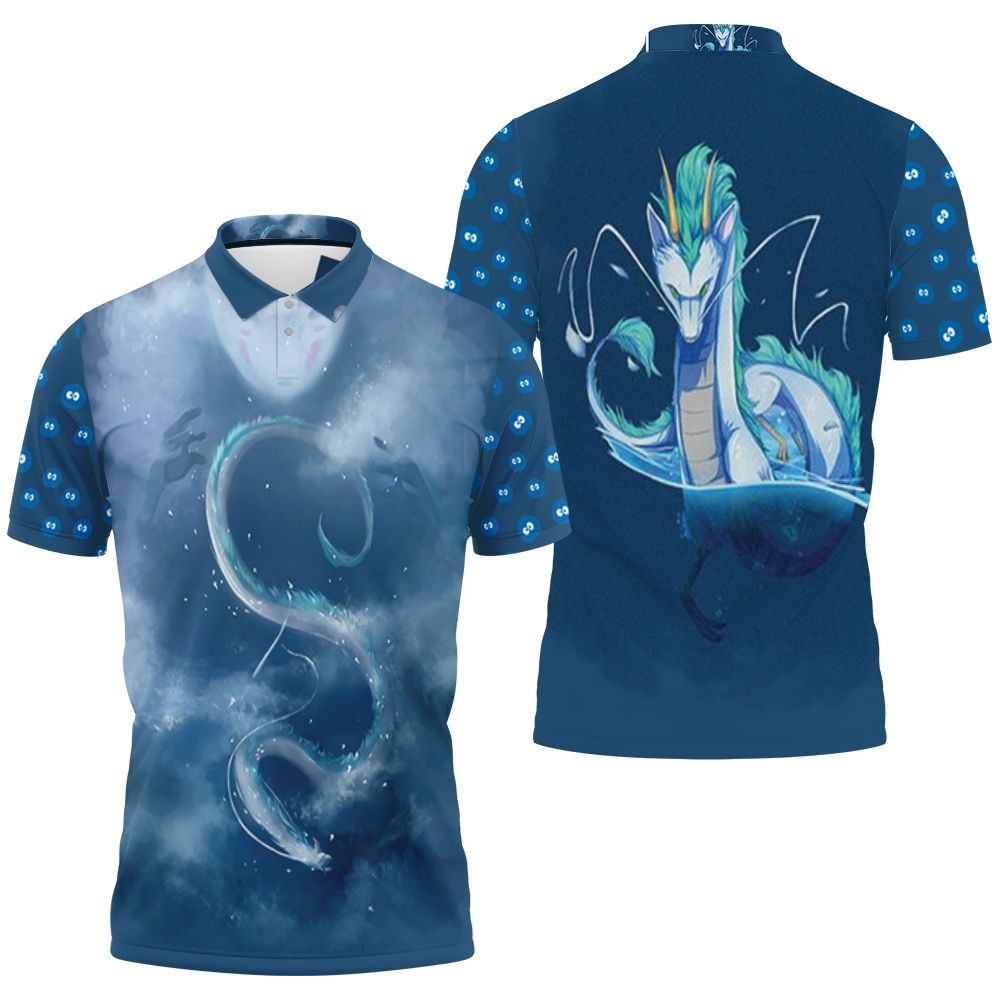 Spirited Away No Face Kaonashi Dragon Haku 3D All Over Print Polo Shirt