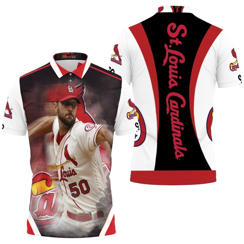 St Louis Cardinals Adam Wainwright 50 Throwing 3D All Over Print Polo Shirt