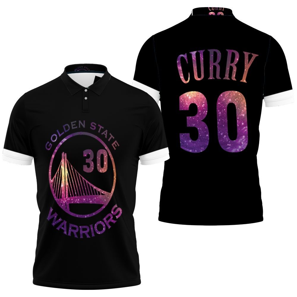 Warriors Stephen Curry Iridescent Black Jersey 3D All Over Print Polo Shirt