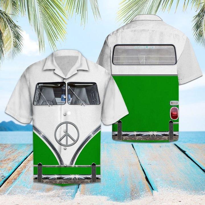 Green Hippie Bus Hawaiian Shirt