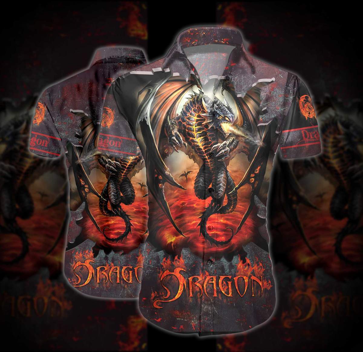 Hell Fire Dragon Hawaiian Shirt