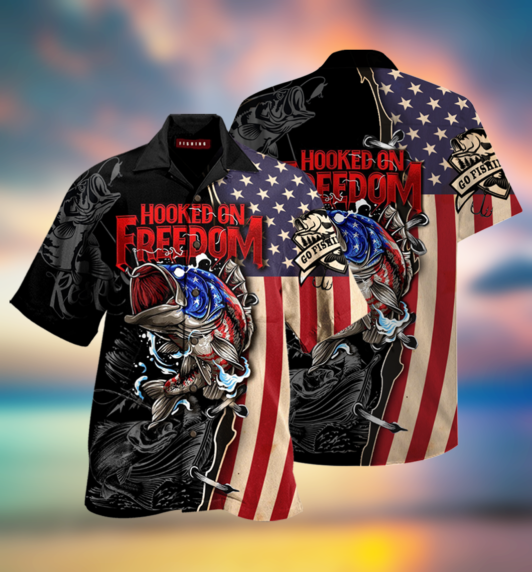 Hooked On Freedom Fishing Hawaiian Shirt