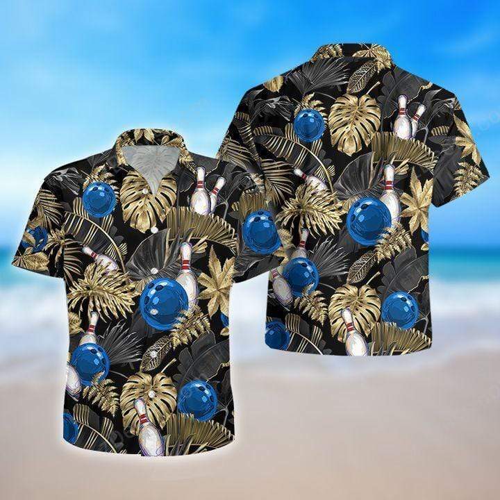 I Love Bowling Black Hawaiian Shirt