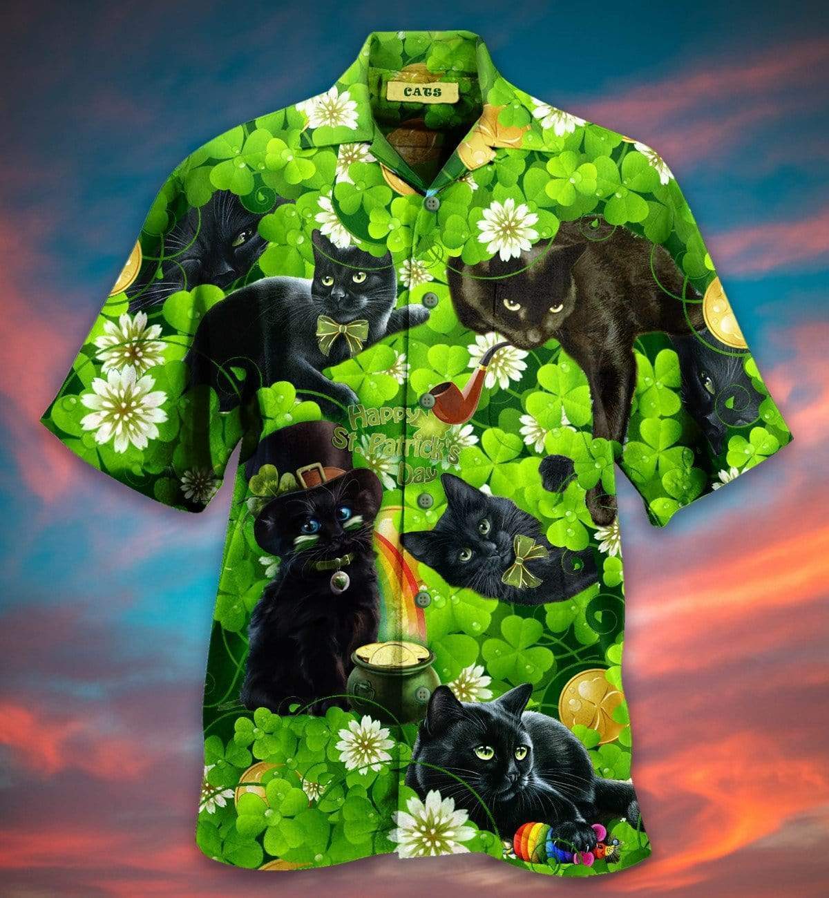 Irish Black Cat So Cute St. Patrick_S Day Hawaiian Shirt