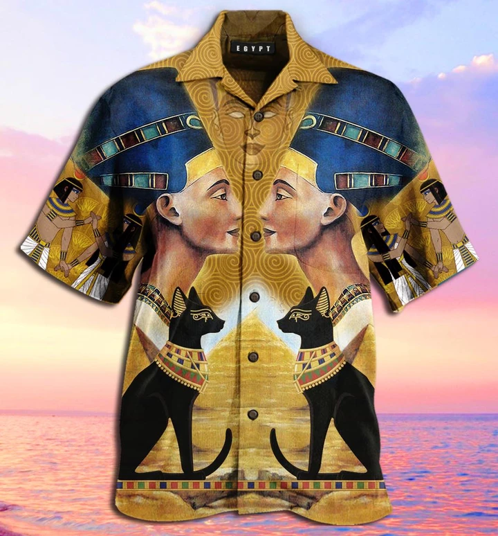 King And Black Cat Egypt Hawaiian Shirt