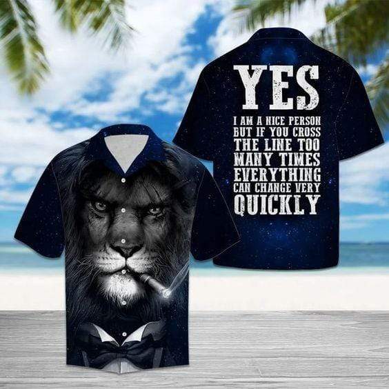 Lion Smoking Cool Hawaiian Shirt