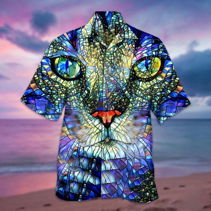 Mirror 3D Cat Hawaiian Shirt