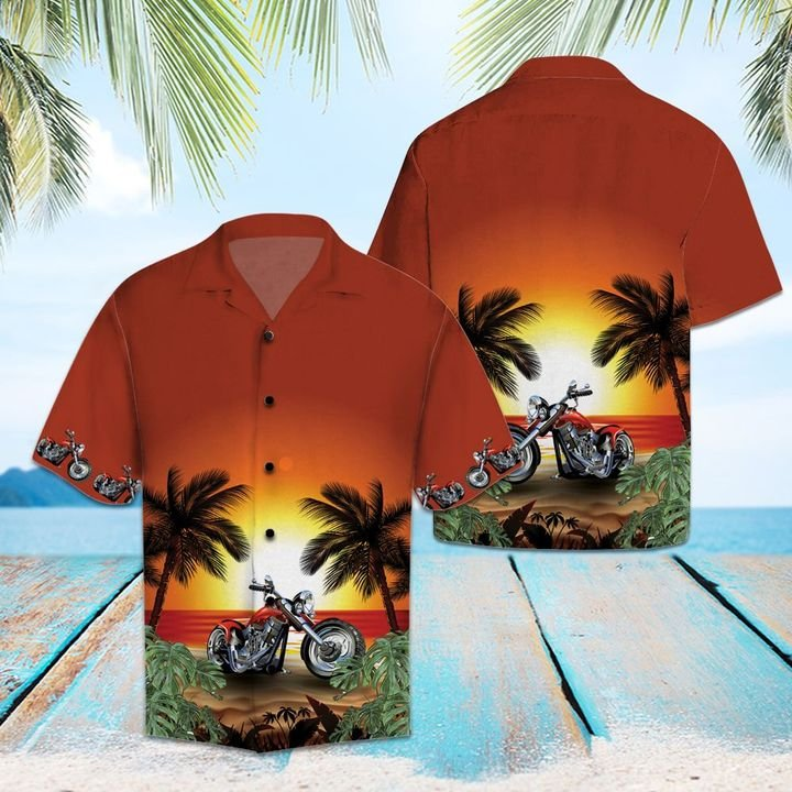 Motorcycles Sunset Beach Hawaiian Shirt