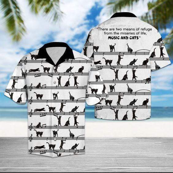 Music And Cat Hawaiian Shirt