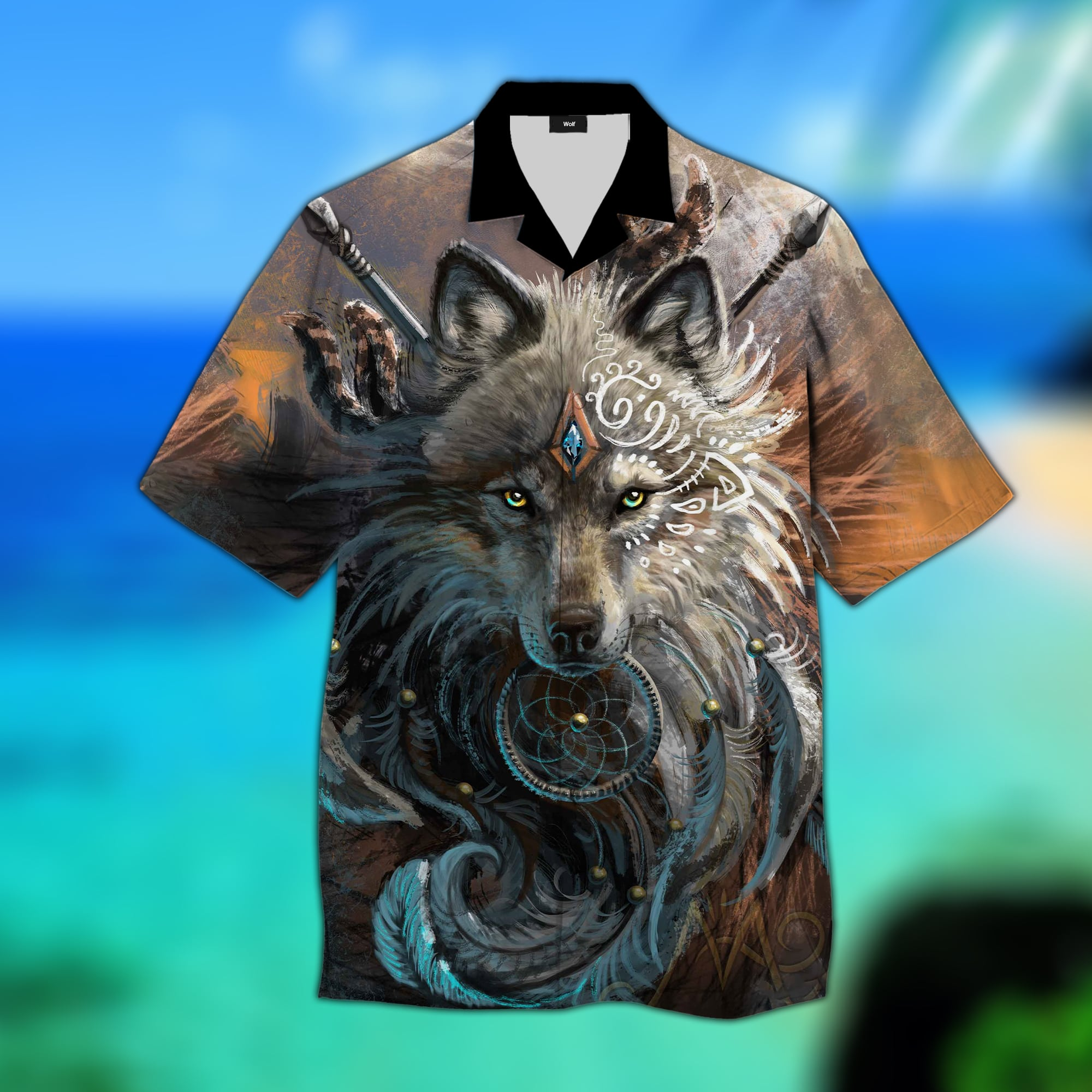 Native American Wolf Hawaiian Shirts