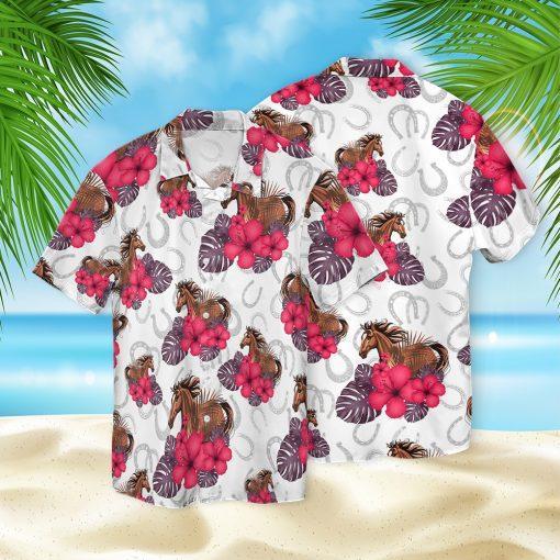 New Flower Horse Red Hawaiian Shirt