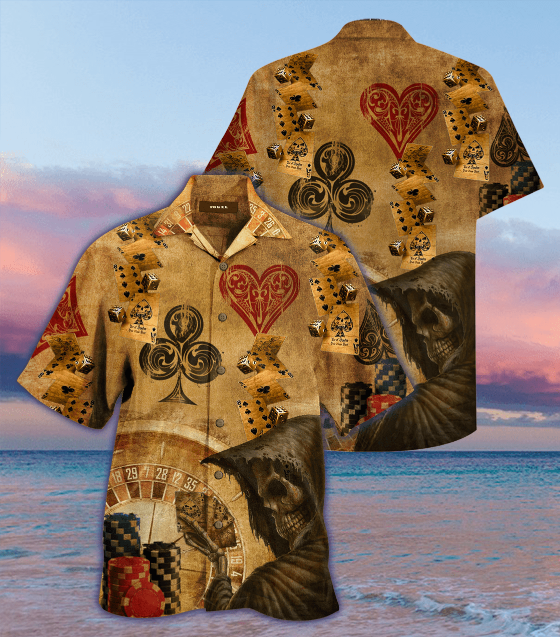 Playing Card Grim Reaper Hawaiian Shirt
