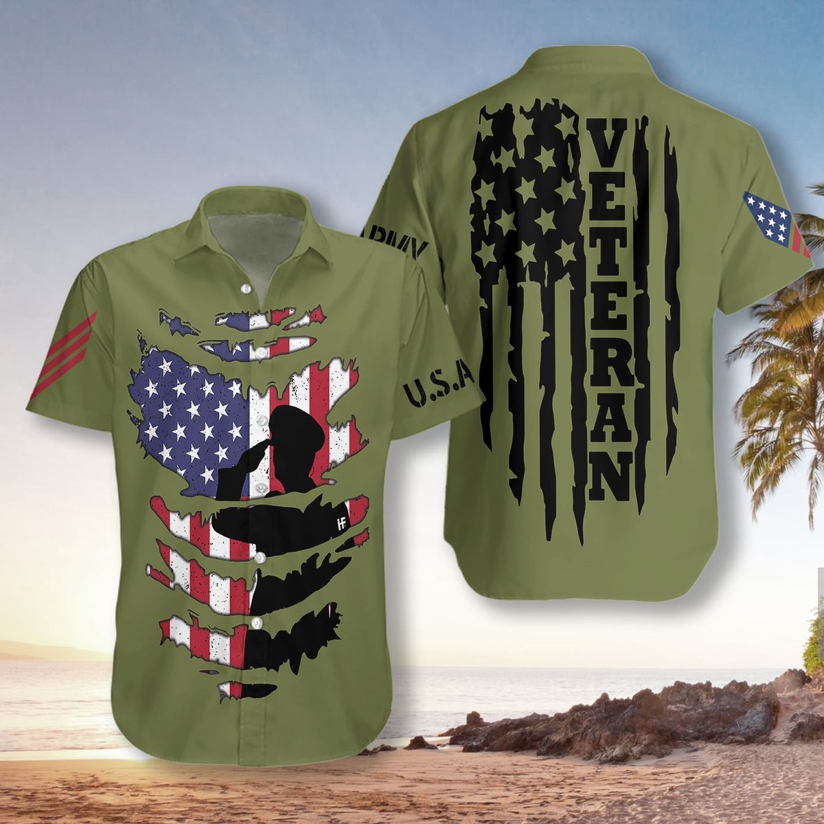 Proud Veteran_S Silhouette Unisex Hawaiian Shirt