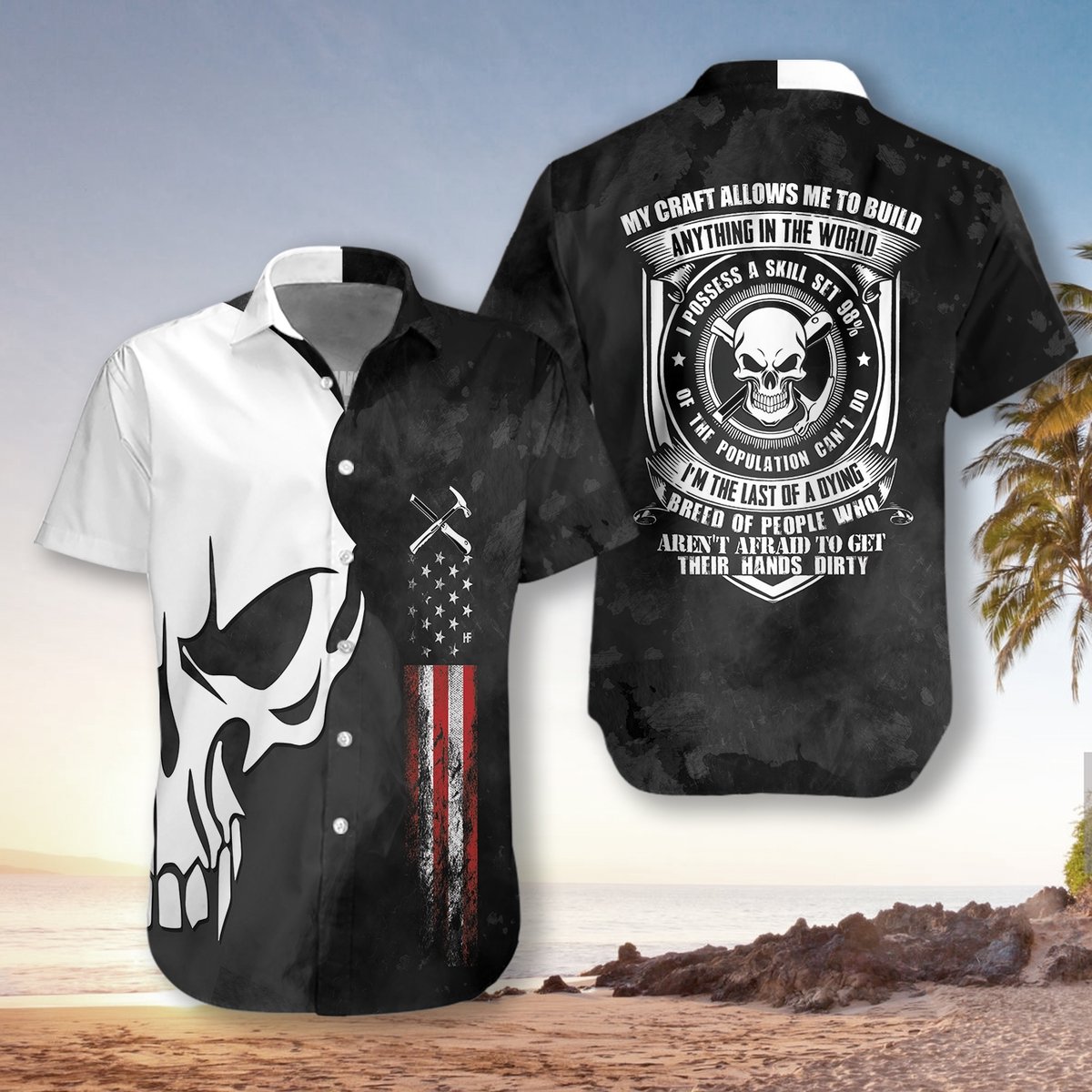 Roofer Proud Skull Hawaiian Shirt