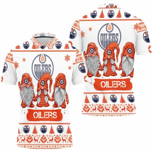 Christmas Gnomes Edmonton Oilers Ugly Christmas 3D All Over Print Polo Shirt