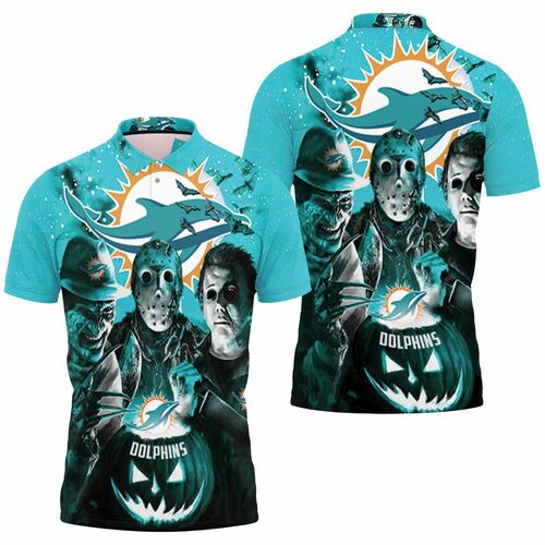 Freddy Jason Michael Myers Loves Dolphins Pumpkin Head Halloween Jersey 3D All Over Print Polo Shirt Freddy Jason Michael Myers Loves Dolphins Pumpkin Head Halloween Jersey 3D All Over Print Polo Shirt
