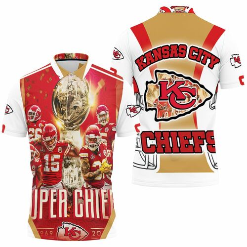 Kansas City Chiefs Helmet Logo Afc West Division Champions 3D All Over Print Polo Shirt