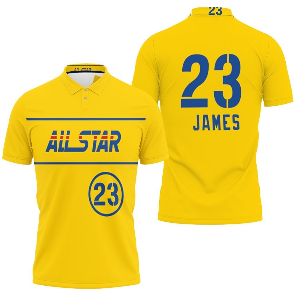 Lebron James Lakers All-star Western Conference Gold Jersey Inspired 3D All Over Print Polo Shirt Lebron James Lakers All-star Western Conference Gold Jersey Inspired 3D All Over Print Polo Shirt