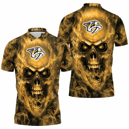 Nashville Predators Nhl Fans Skull 3D All Over Print Polo Shirt