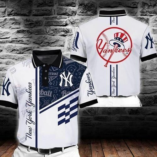New York Yankees Mlb Yankees Logo 3D All Over Print Polo Shirt