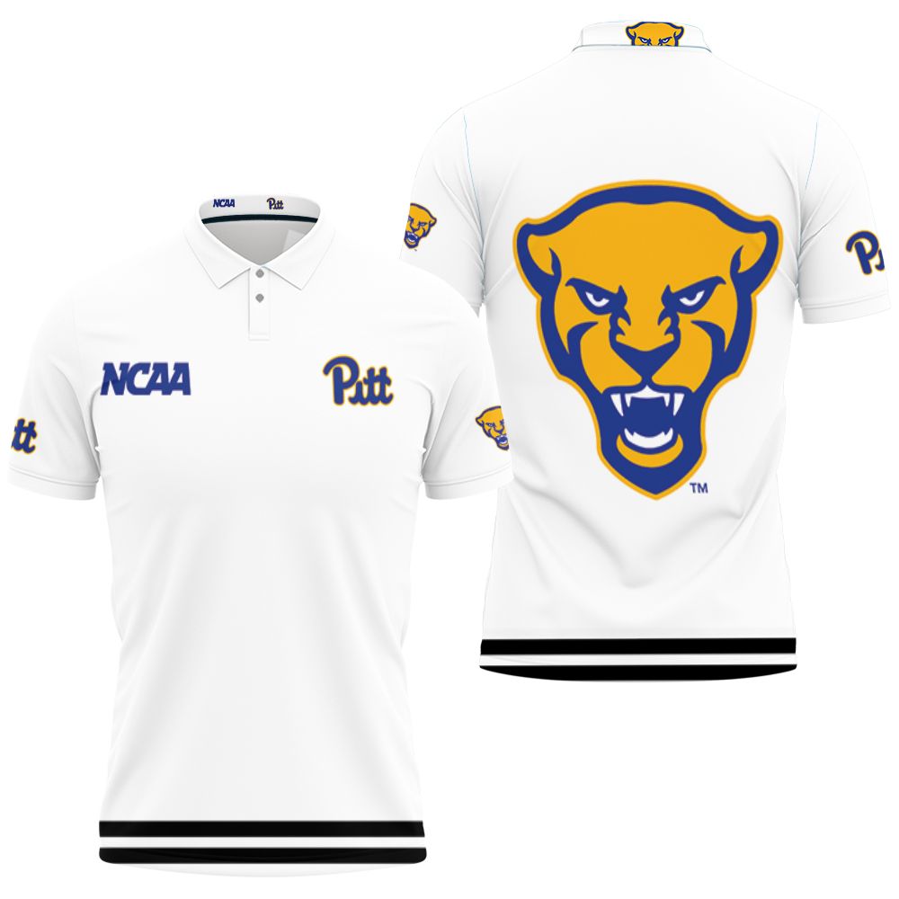 Pittsburgh Panthers Ncaa Classic White With Mascot Logo 3D All Over Print Polo Shirt