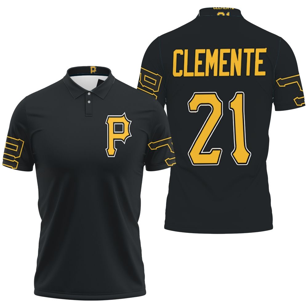 Pittsburgh Pirates Roberto Clemente 21 Mlb Black 3D All Over Print Polo Shirt