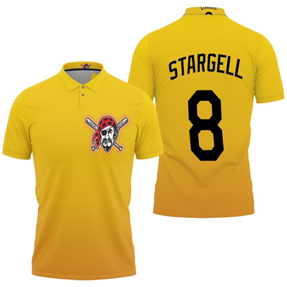 Pittsburgh Pirates Willie Stargell #8 Great Player Mlb Baseball Team Logo Yellow Polo Shirt