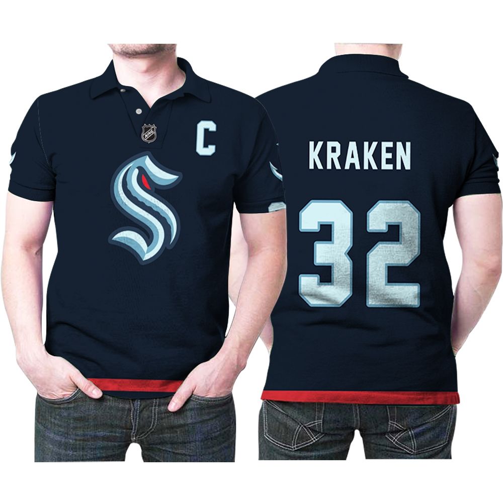 Seattle Kraken #32 Nhl Ice Hockey Team Logo Blue 3D All Over Print Polo Shirt