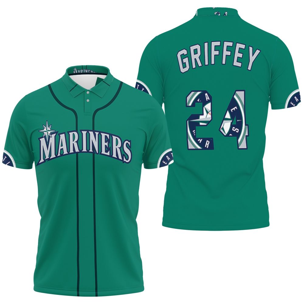 Seattle Mariners Ken Griffey Jr 24 Mlb Green Jersey Inspired 3D All Over Print Polo Shirt