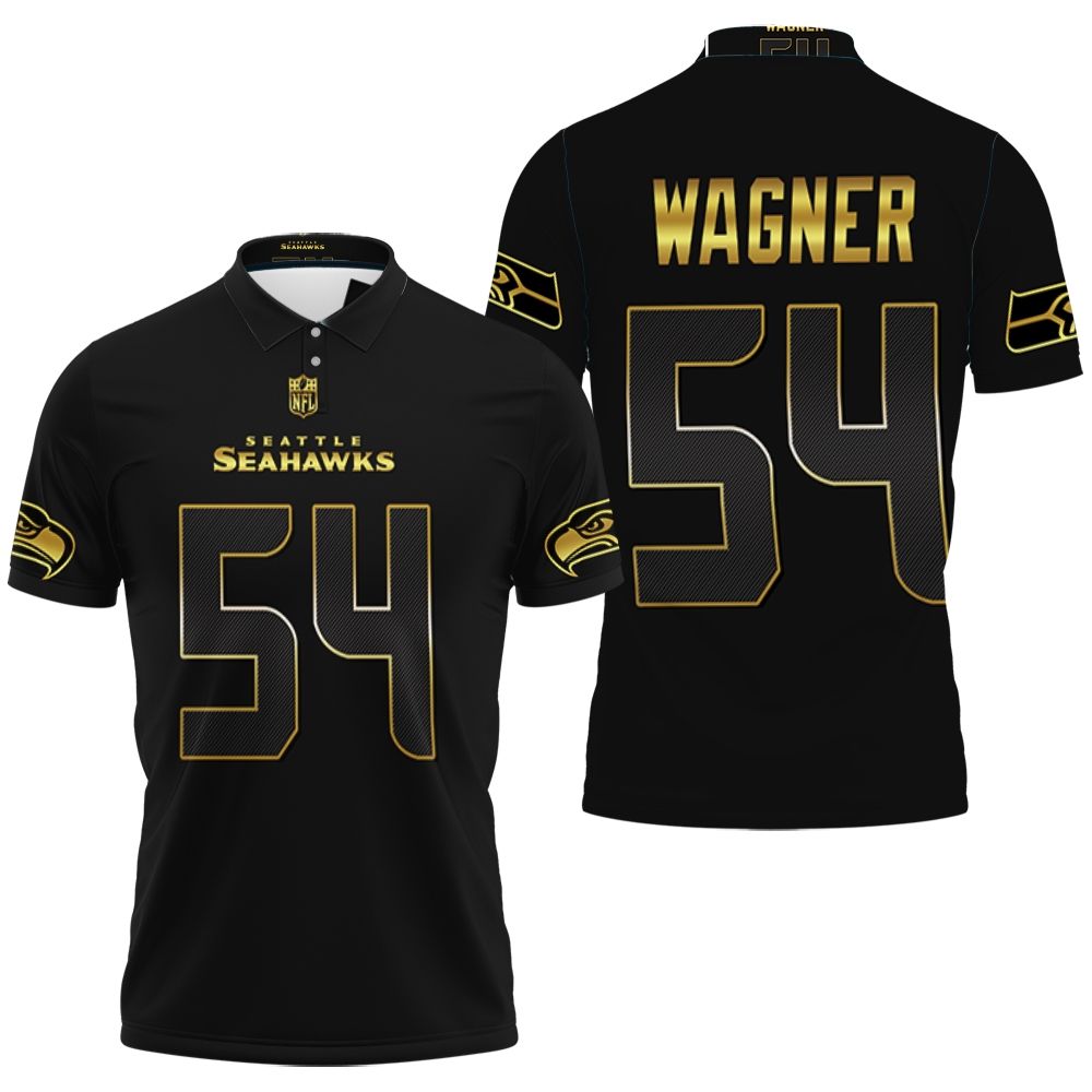 Seattle Seahawks Bobby Wagner #54 Nfl American Football Team Black Golden Edition Polo Shirt Seattle Seahawks Bobby Wagner #54 Nfl American Football Team Black Golden Edition Polo Shirt