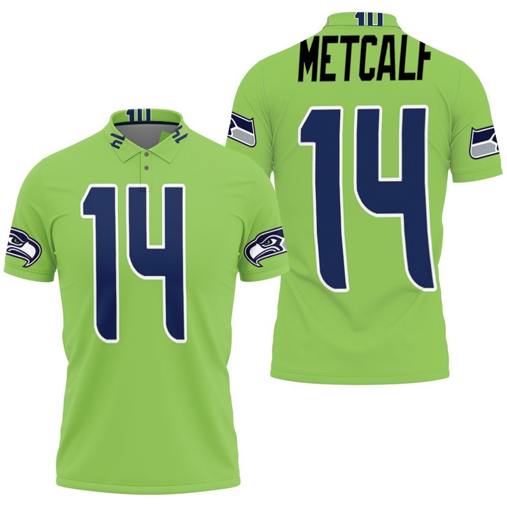 Seattle Seahawks D K Metcalf Green Color Rush Legend Jersey Inspired 3D All Over Print Polo Shirt Seattle Seahawks D K Metcalf Green Color Rush Legend Jersey Inspired 3D All Over Print Polo Shirt