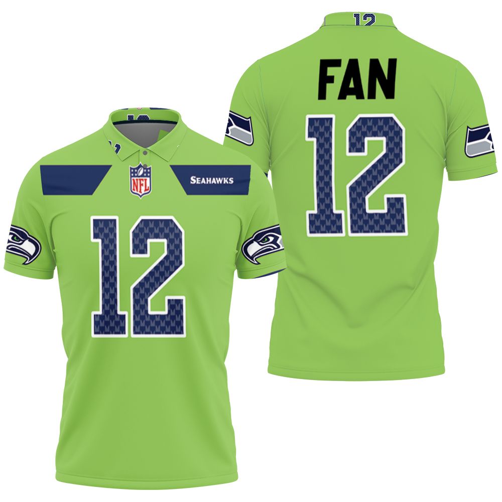 Seattle Seahawks Fan #12 Nfl American Football Green Color Rush Legend Polo Shirt