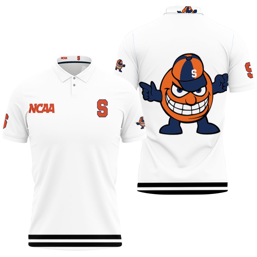 Syracuse Orange Ncaa Classic White With Mascot Logo 3D All Over Print Polo Shirt