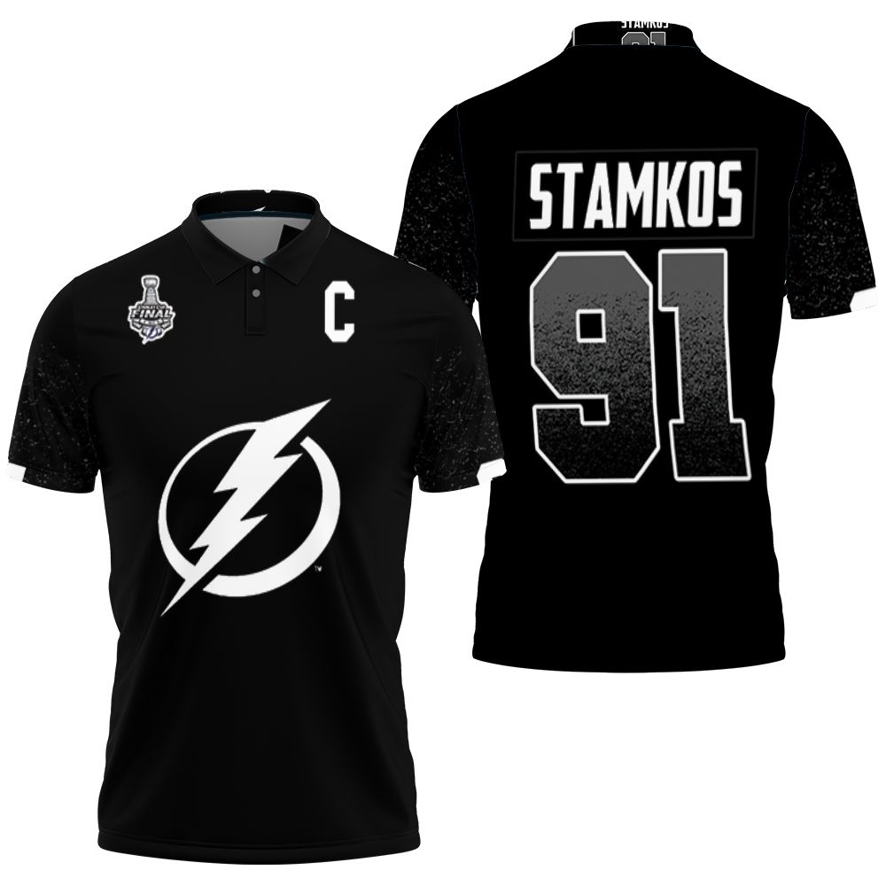 Tampa Bay Lightning Steven Stamkos Black Jersey Inspired Style 3D All Over Print Polo Shirt