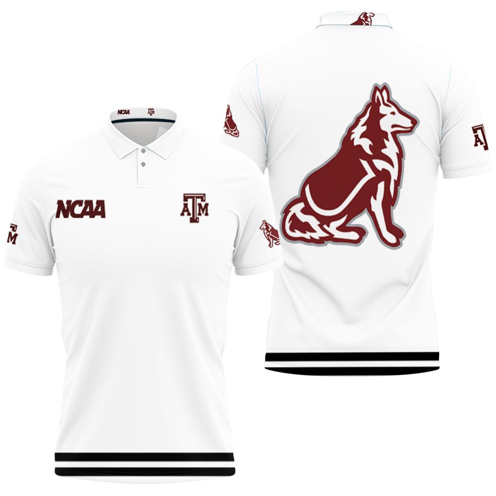 Texas Am Aggies Ncaa Classic White With Mascot Logo Fans 3D All Over Print Polo Shirt