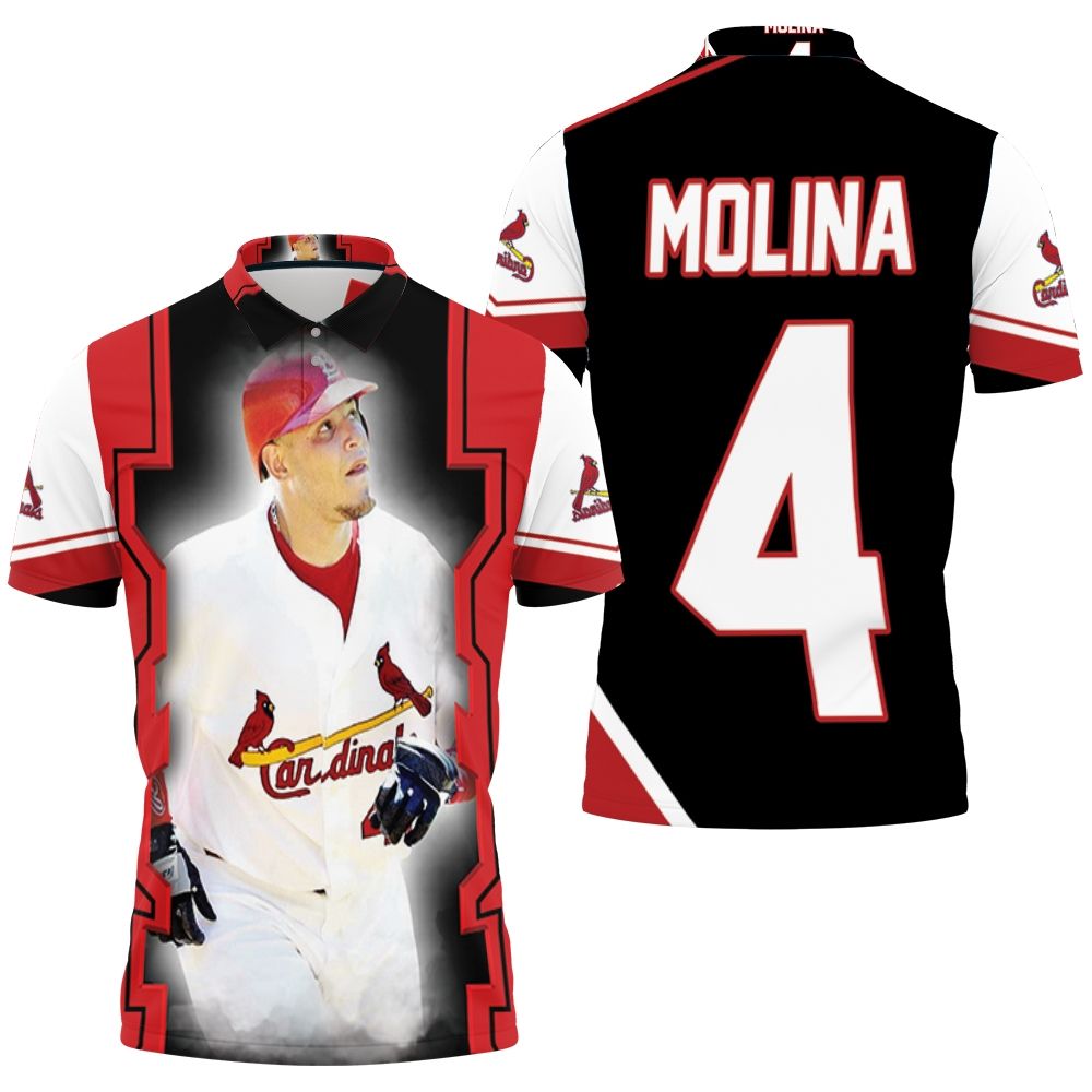 Yadier Molina St Louis Cardinals Best Players Busch Stadium Background 3D All Over Print Polo Shirt