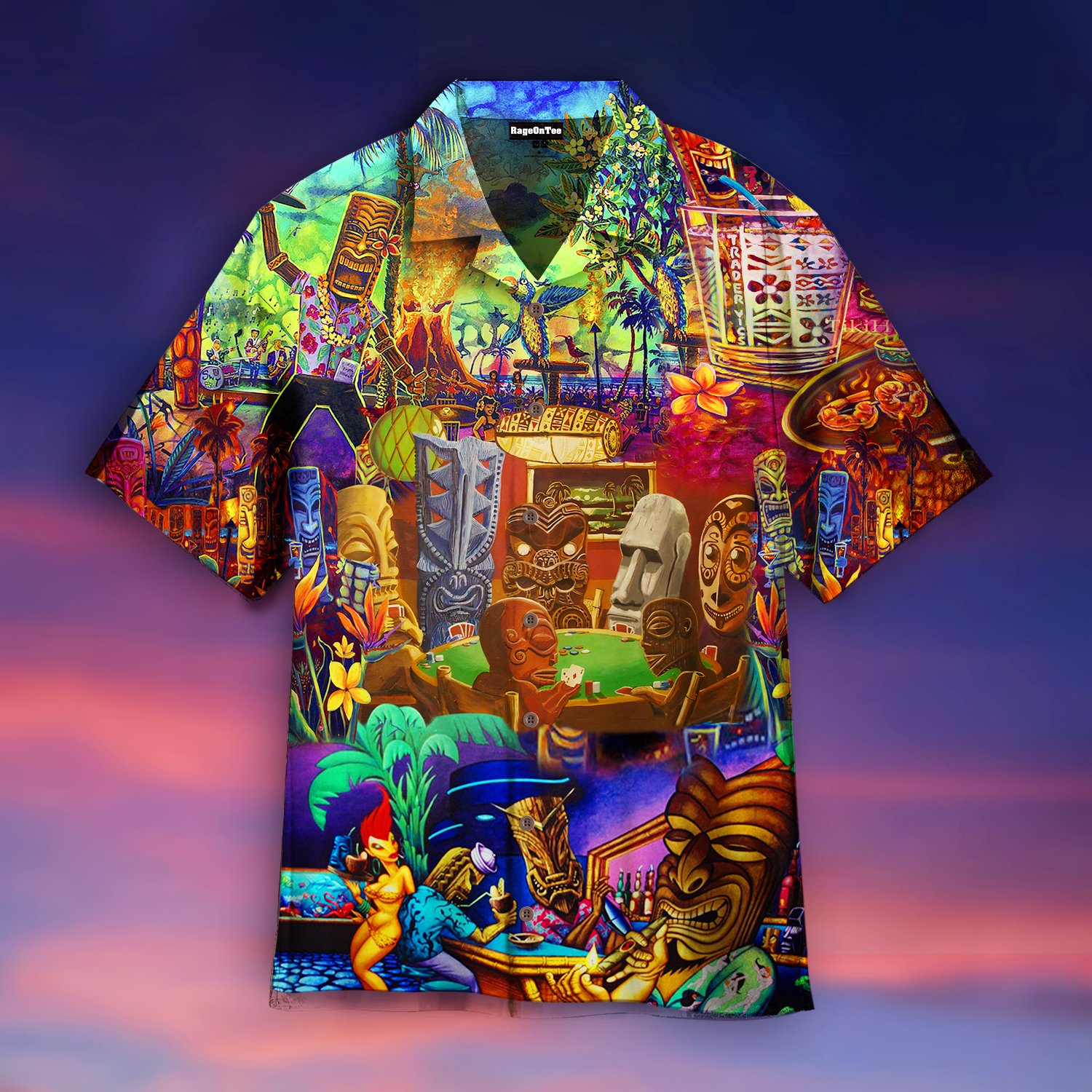 Aloha Tiki Playing Card Hawaiian Shirt