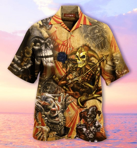 Blood A King In Heart Clown Skull Hawaiian Shirt