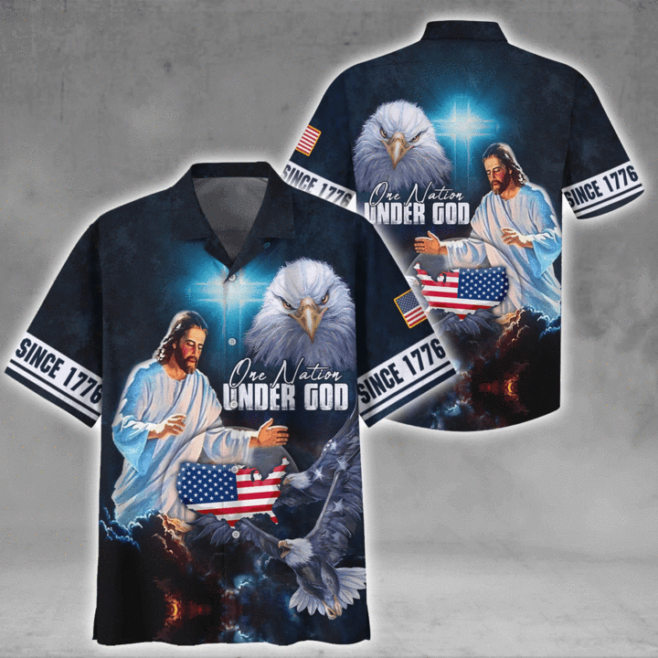 Christian Jesus One Nation Under God Since 1776 Hawaiian Shirt
