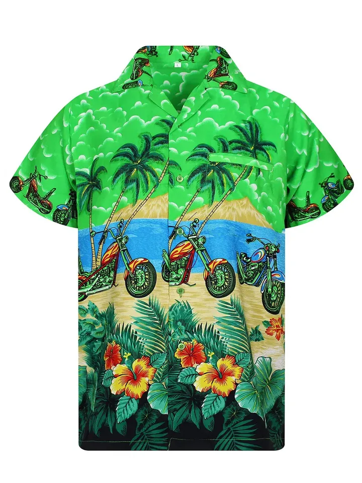 Coconut Tree And Motobike Hawaiian Shirt