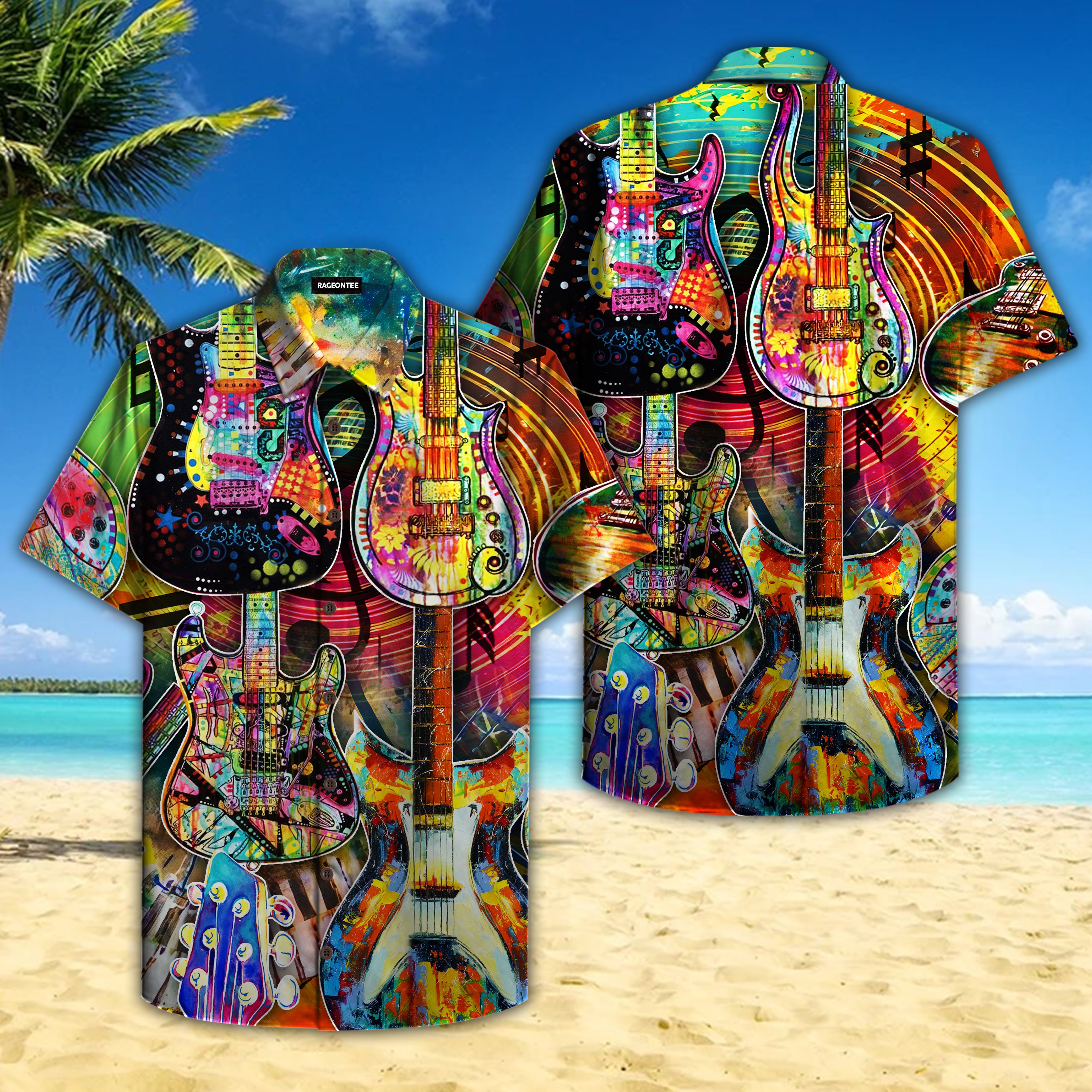 Colorful Music Guitar Hawaiian Shirt