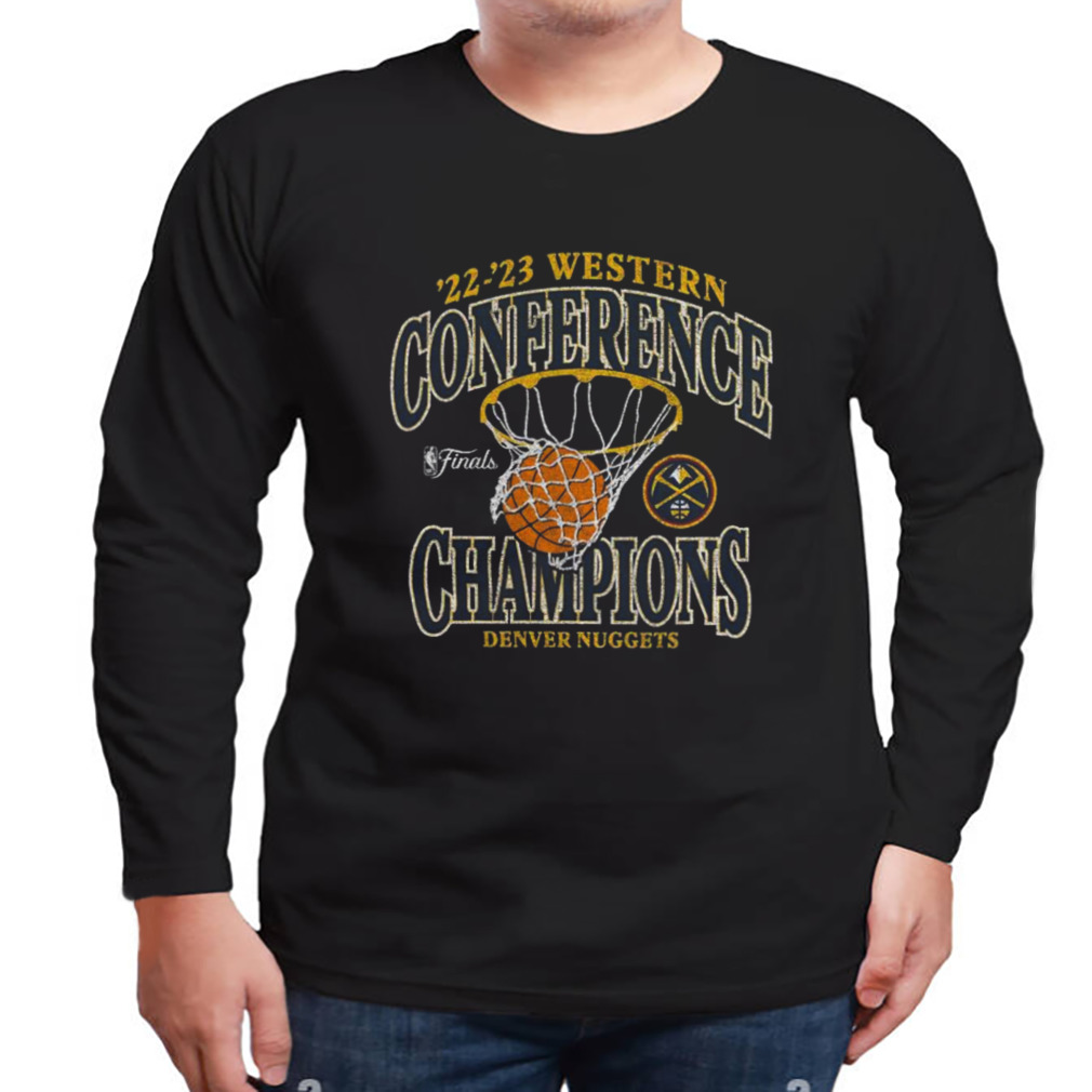 Heather Charcoal Denver Nuggets 2023 Western Conference Champions Pass Hoops T-Shirt 3 Longsleeve tshirt