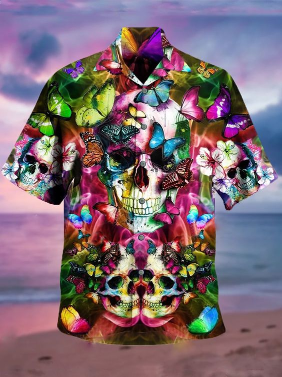 Hot Skull Hawaiian Beach Shirt